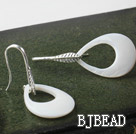 fashion style drop shape big white lip shell earrings