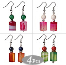 Figura 4 pc Summer Fashion multi colore Cilindro agata orecchini