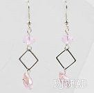 Estilo simples Brincos Dangle Rosa de Cristal