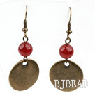 Red Carnelian Earrings with Bronze Flat Accessories