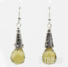 Drop Shape Faceted Lemon Green Crystal Earrings