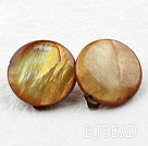 Classic Design Big Style Yellow Brown Color Shell Clip Earrings