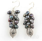 cluster style black crystal earrings