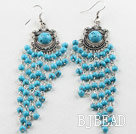 chandelier shape 4mm blue turquoise dangle earrings