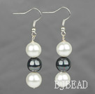 10mm round black and white earrings