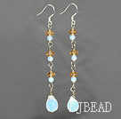 long style opan and yellow crystal earrings