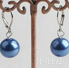 12mm blue color shell beads earrings