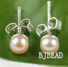 4-4.5mm cultured natural pink fresh water pearl studs