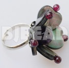 garnet amethyst black lip shell ring