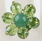 cute flower style green crystal ring