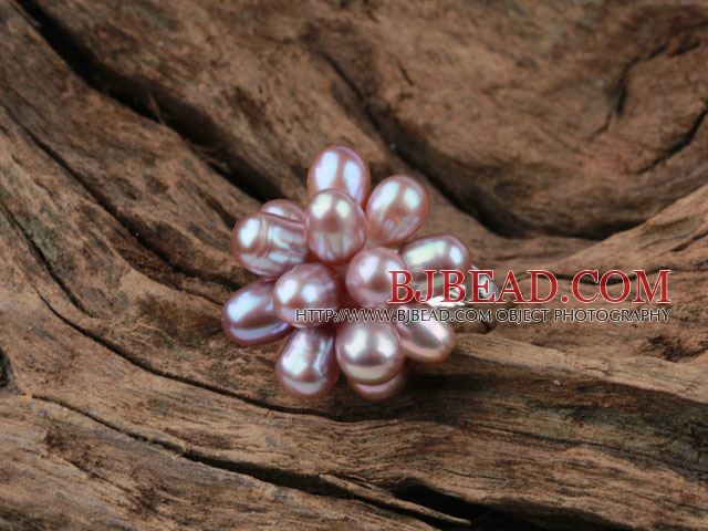 Natural Purple Freshwater Pearl Lotus Shape Adjustable Ring