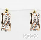 Fashion Style Rhinestone Gold Plated Hypoallergenic Hoop Studs Earrings