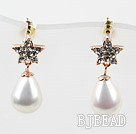 Goccia immitation Pearl Shape con Stelliforme placcato oro anallergico con strass Orecchini Studs