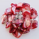 digno broche de cristal de concha roja flor