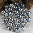 noble black pearl brooch with rhinestone