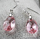 Tear Drop Shaped 10*15mm Pink Austrian Crystal Earrings