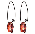 2014 Summer New Design Cute Fish Shape Red Austrian Crystal Earrings With Long Hook