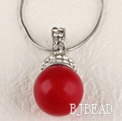 helder rood 16mm schelp kraal hanger ketting met stralende kristal strass