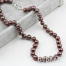 Classic Design 9-10mm Coffee Color Freshwater Pearl kralen ketting