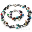 beautiful colorful stone ball necklace bracelet set