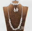 fashion white crystal set necklace, bracelet, earrings) with magnetic clasp