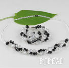 moda set de cristal negro (collares, pulser...