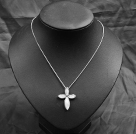 Classic Design White Shell Cross Shape Pendant Necklace with Metal Chain