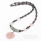 perlas y granate amd rose quartz collar