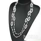 long style 51.2 inches white pearl crystal and shell necklace under $ 40