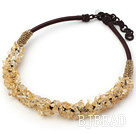 6*8mm citrine chips beaded necklace