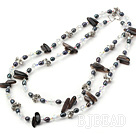 39.3 inches long style black pearl and crystal necklace