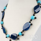 turquoise and agae beaded necklace with moonlight clasp under $9