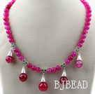 Ronde Rose Roze Agaat ketting met karabijn