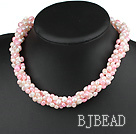 fresh water 6-7mm white and pink pearl multi strand necklace