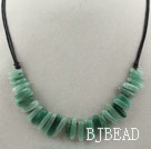 Simple Style Long Teeth Shape Aventurine Necklace with Black Thread