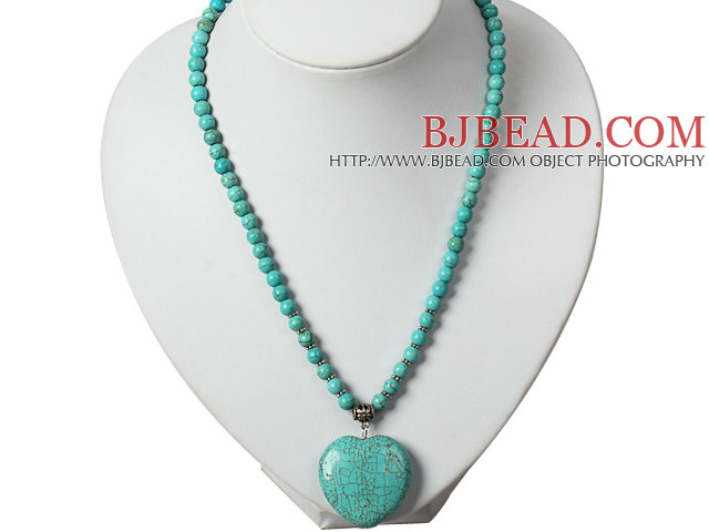 Turquoise Ketting met Heart Shape Turquoise Hanger 