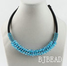 populaire stijl 16,9 inch zee blauw kristal kralen ketting