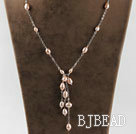 Y shape 6-9mm natural pink pearl necklace under $ 40