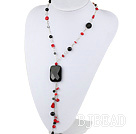 23.5 inches coral and agate Y shaped necklace