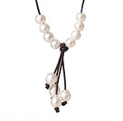 hot style white pearl clear crystal chips necklace