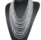 stunning multi strand 2-4mm white crystal necklace