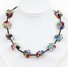 cluster style colorful crystal necklace with extendable chain