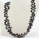 Classic Design Two Strands Top Drilled Black FW Pearl Necklace under $ 40