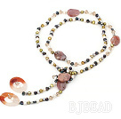 Lange stijl multi color zoetwaterparel en drie gekleurde glazuur ketting