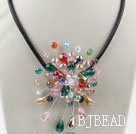 Assorted Multi Color Crystal Flower Necklace under $ 40