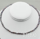 3-4mm Rice Shape Black Freshwater Pearl Necklace