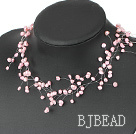 Fancy Style Pink Freshwater Pearl Bridal Necklace