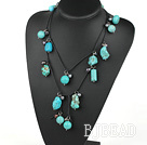 47 inches black pearl and turquoise long style necklace