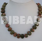 flower and grass stone necklace with toggle clasp 