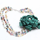 17.7 inches three color jade necklace with extendable chain